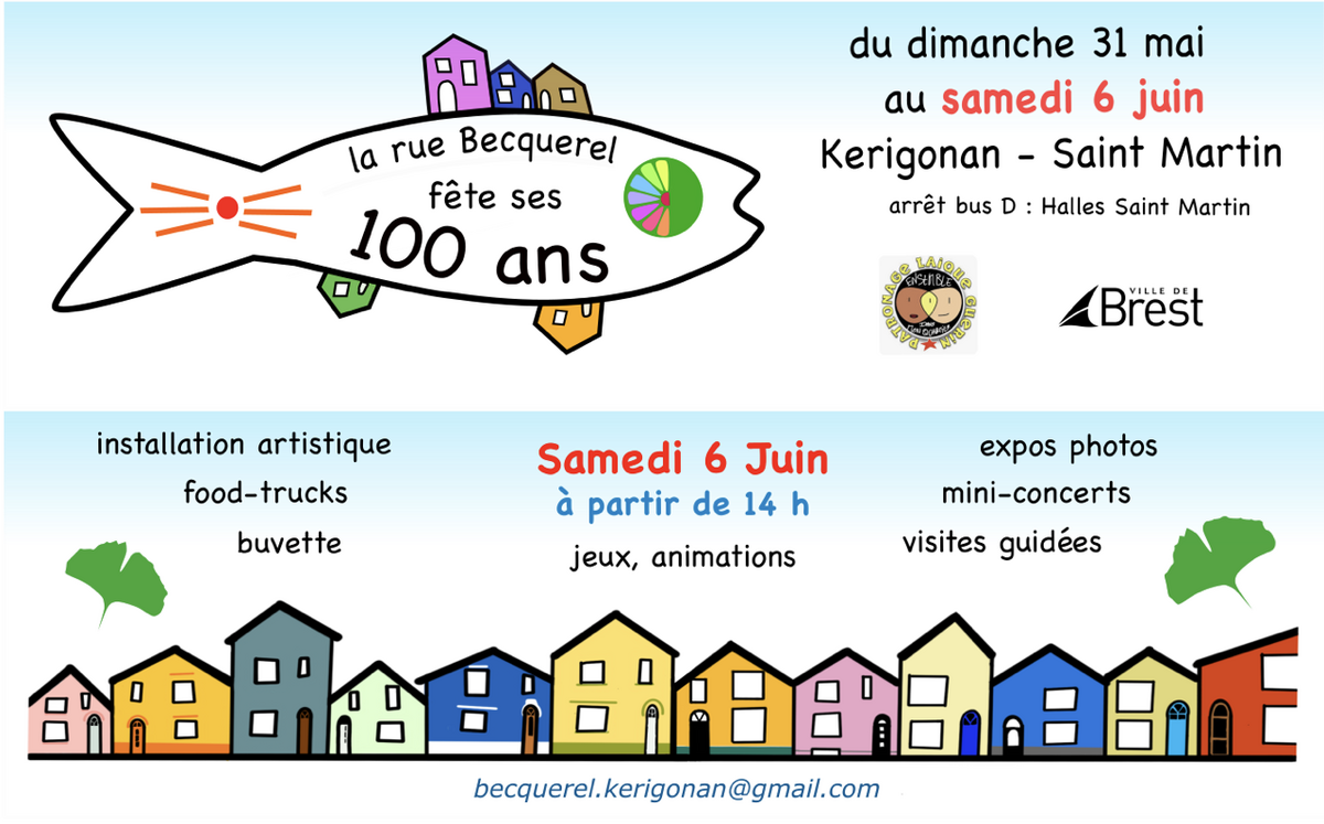 Flyers des 100 ans de la rue Becquerel à Brest